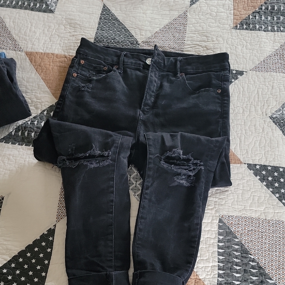 Black Distressed Jeggings
